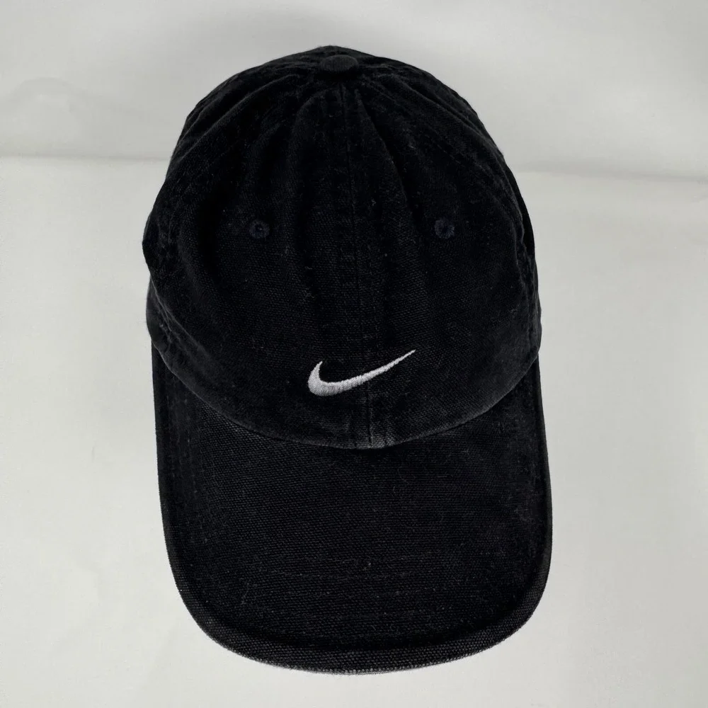 Nike Hat Black Youth One Size Adjustable Swoosh Cap‎ Embroidery Logo